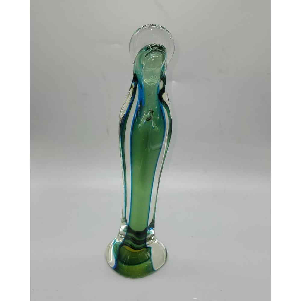 10” Vintage Murano Italy Green Glass Praying Madonna Virgin Mother Mary